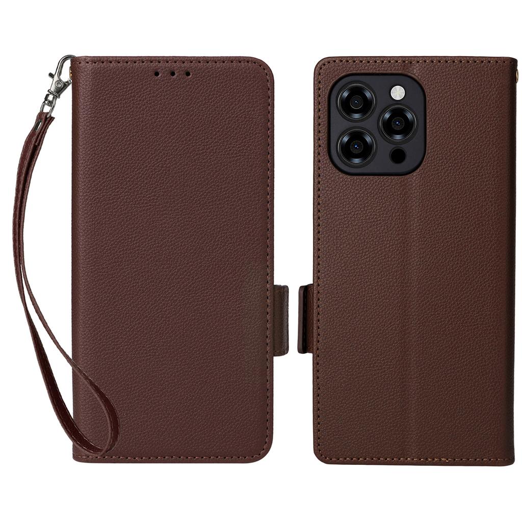 For Doogee Note 58 Pro/Note 58 Case with Wrist Strap Litchi Texture PU Leather Wallet Phone Cover
