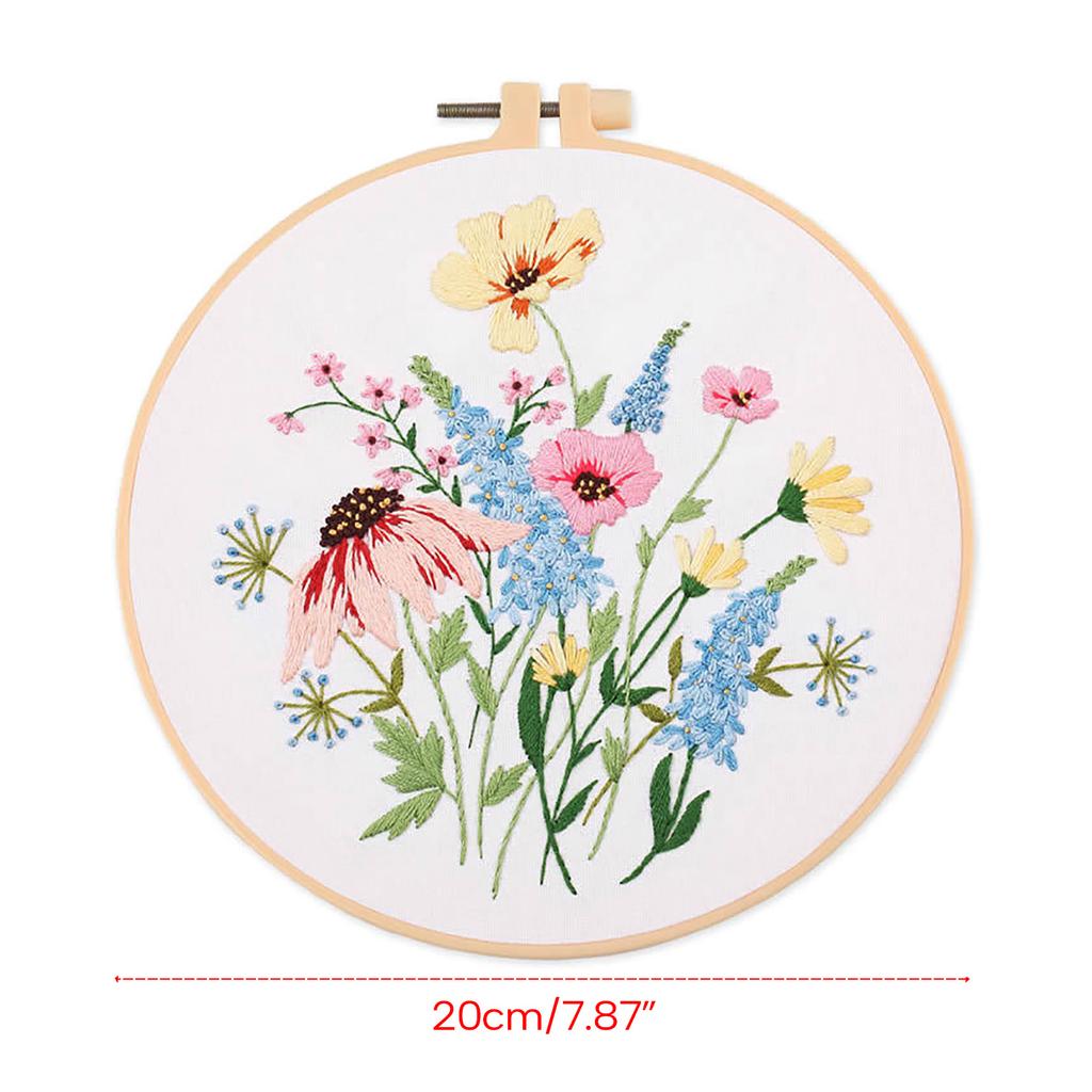 Embroidery Starter Kits with Pattern and Instructions Cross Stitches Set Flower Plant Stamped Embroidery Hoop Needlework