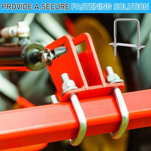 LEDMOMO Square U-Bolts, U-Clamp Bolts, M6, 50mm Inner Width, 80mm Length, 304 Stainless Steel, with Nuts and Plates, for Home, Industrial, and Boat Tr