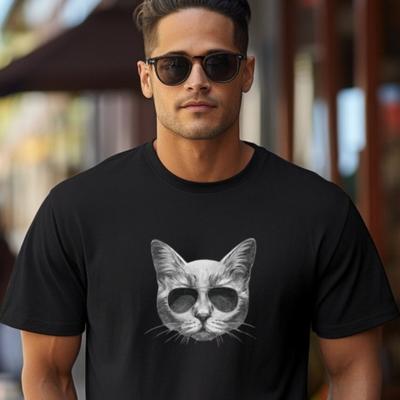 26 Ретро-кошек Мужские&039;s Футболка, Футболка с кошкой в очках, Мужские футболки с графикой кошек, Крутая унисекс футболка с кошкой