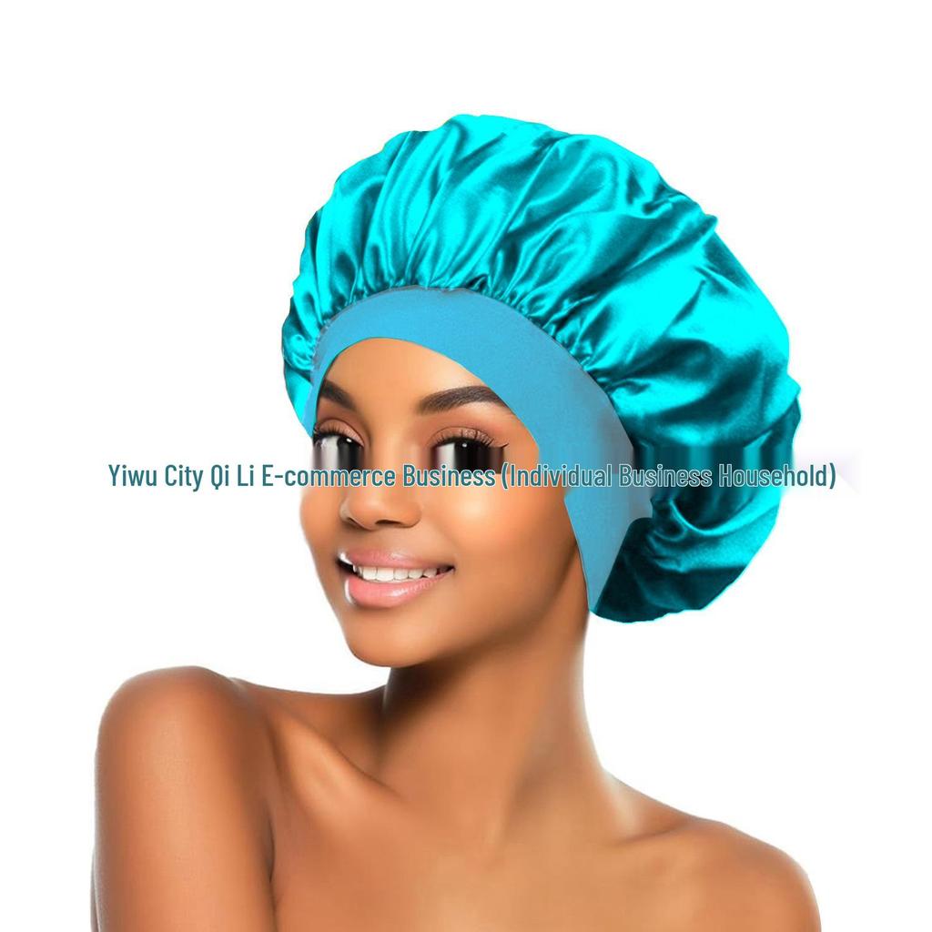 Women's Satin Wide-Brim Nightcap for Hair Care & Styling