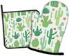 Cactus Green Oven Mitts and Pot Holders Kitchen Cooking Gloves 2 Pcs Set Heat Resistant Pad for Baking BBQ Home Decor