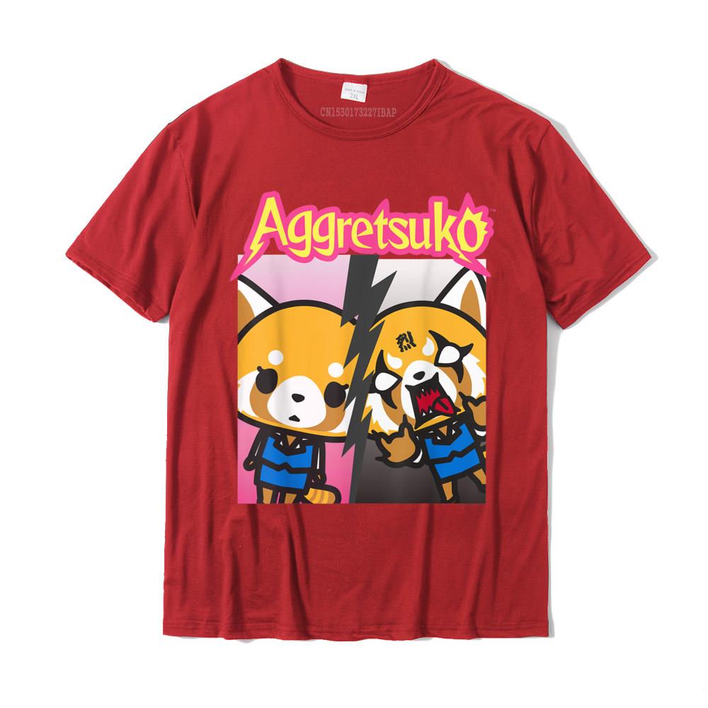 Aggretsuko Split Personality Tee Shirt T Shirts Normal Faddish Unisexs Tops Shirts Normal Cotton Happy New Year
