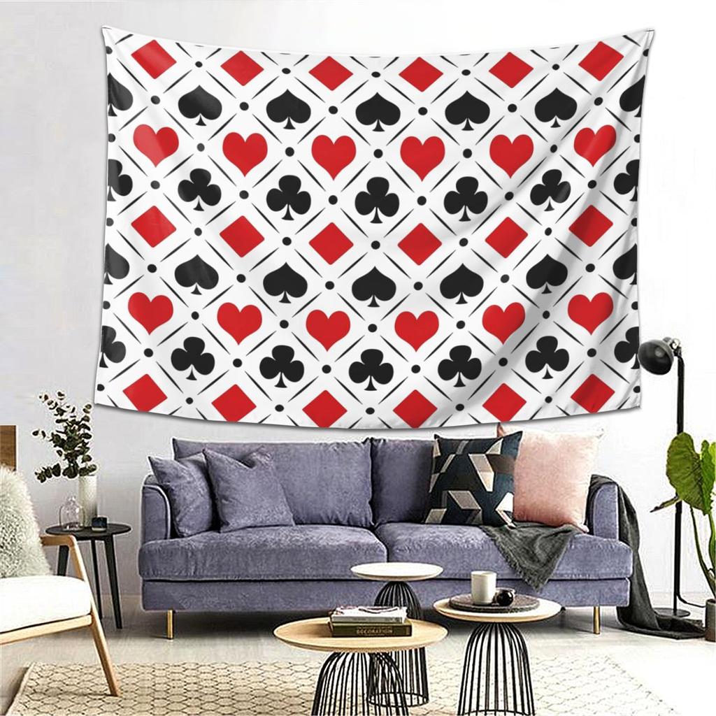 Playing Card Suits Symbols Poker Tapestry Wall Hanging Aesthetic Home Decoration Tapestries for Dorm Room