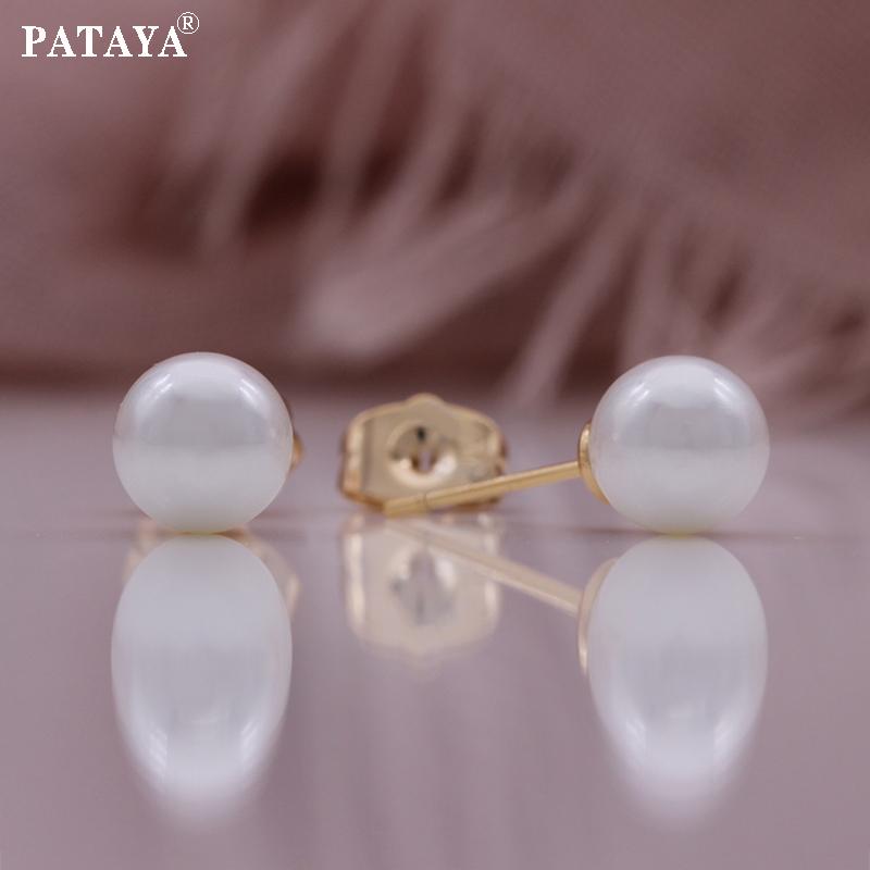 PATAYA Серьги с искусственным жемчугом 8 мм. Классическая простота, стильные и щедрые серьги-гвоздики.