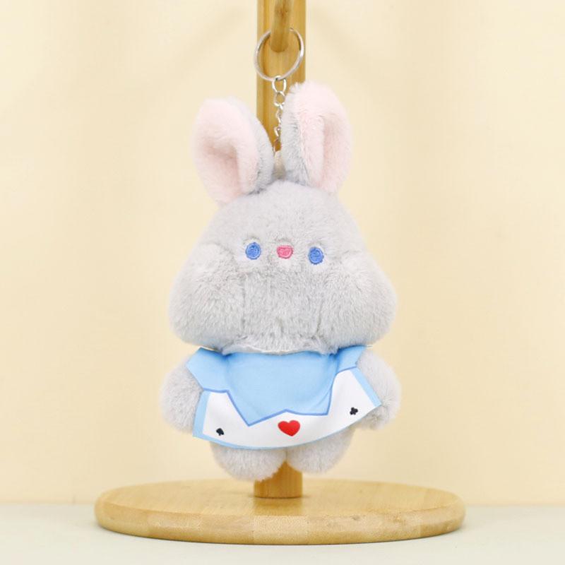Cute Plush Rabbit Keychain Soft Fluffy Bunny Toy Pink White Gray Adorable Gift
