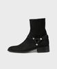 Firenze Atelier Slim Toe Velcro Line Suede Zip-Up Boots 3344-Qs [Black]