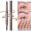 Five-color Optional Double-headed Eyebrow Pencil with Eyebrow Brush Triangle Tip Automatic Rotation Waterproof and Sweatproof 3D