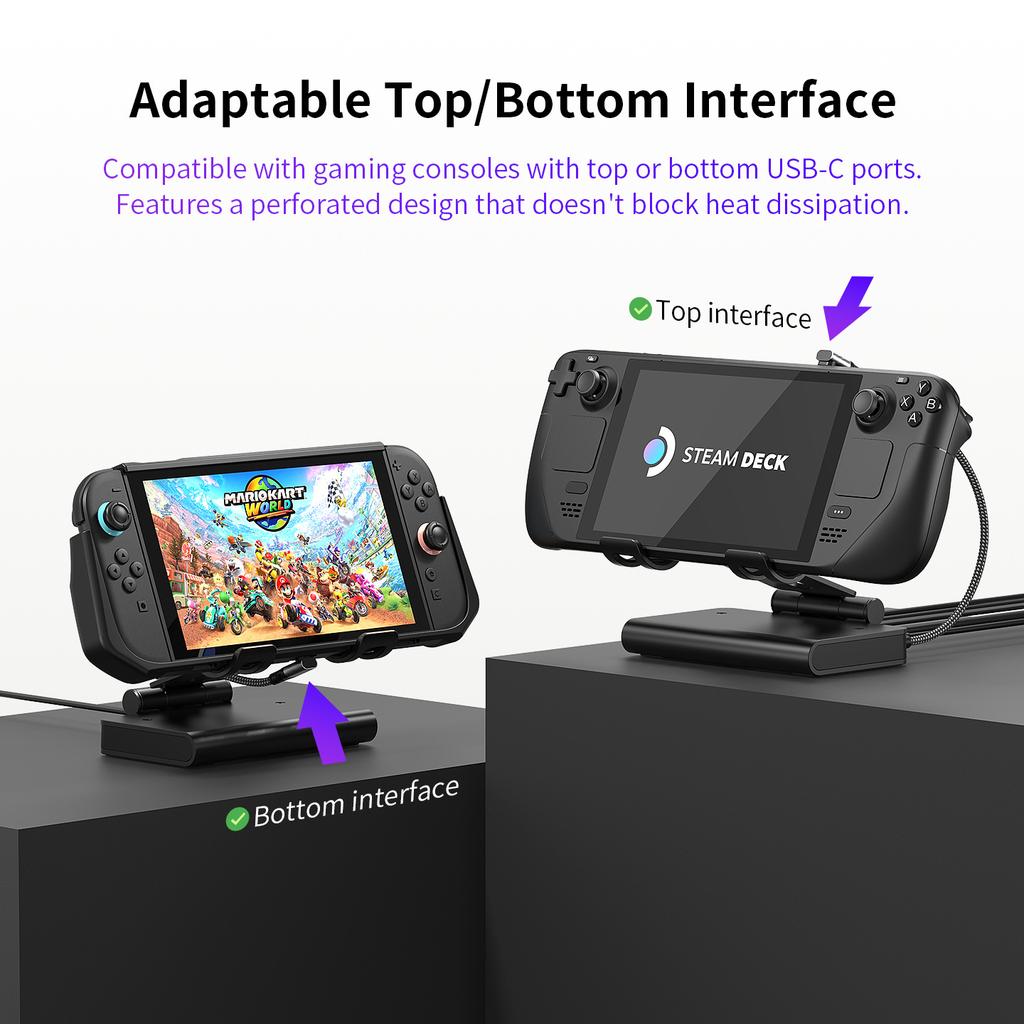 100W Switch 2 Docking Station with Dual Cooling Fan 4K 60Hz HDMI 1000Mbps Ethernet Port For Dock ROG Ally Ally X Steam Deck