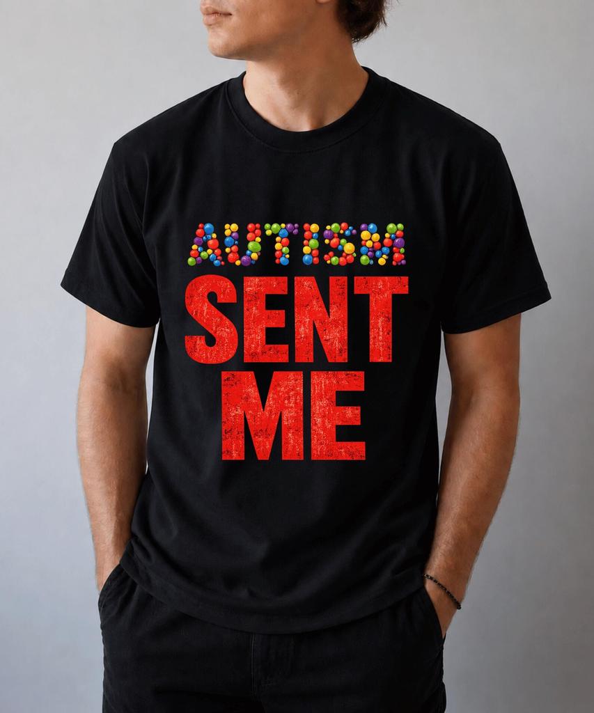 Funny Autism Awareness Shirt Funny First Name Vintage Autism Sent Me Tee Men Women T-Shirt, Neurodiversity Gift Tee