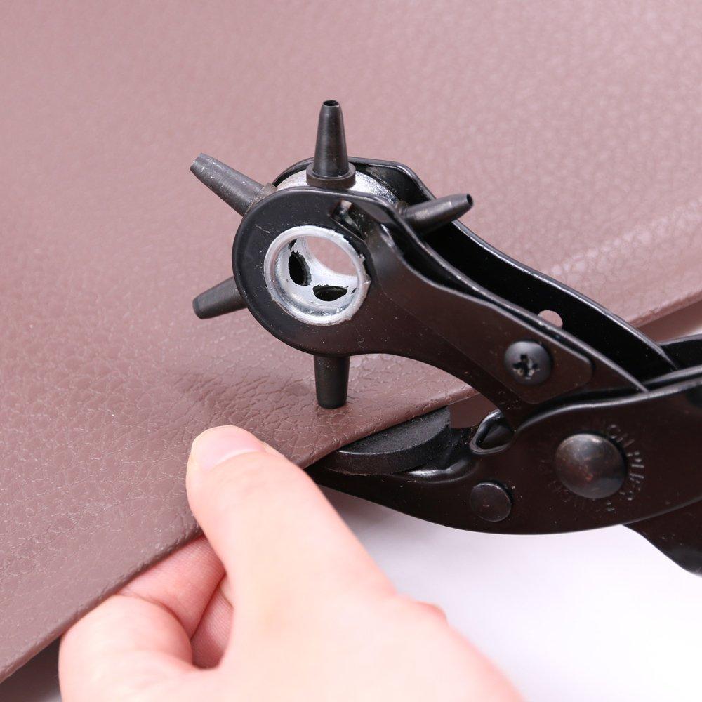 Glarks Heavy Duty Adjustable Metal Hole Punch Pliers Revolving Leather Belt Hole Punch with Eyelet Pliers Tool Kit for Belt, Watch Bands, Saddle,