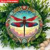 2D Flat 20*20cm 1pc Vintage Bright-coloured Dragonfly Sign Round Wall Deco, Dragonfly Theme Wooden Gift For Women, Room Decor Aesthetic Entrance Decor
