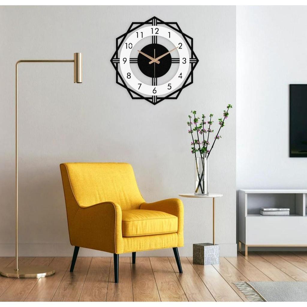 Стильные металлические аналоговые настенные часы для гостиной, спальни, кухни, дома и прихожей | Антикварные причудливые большого размера современные настенные часы для домашнего декора (50см)