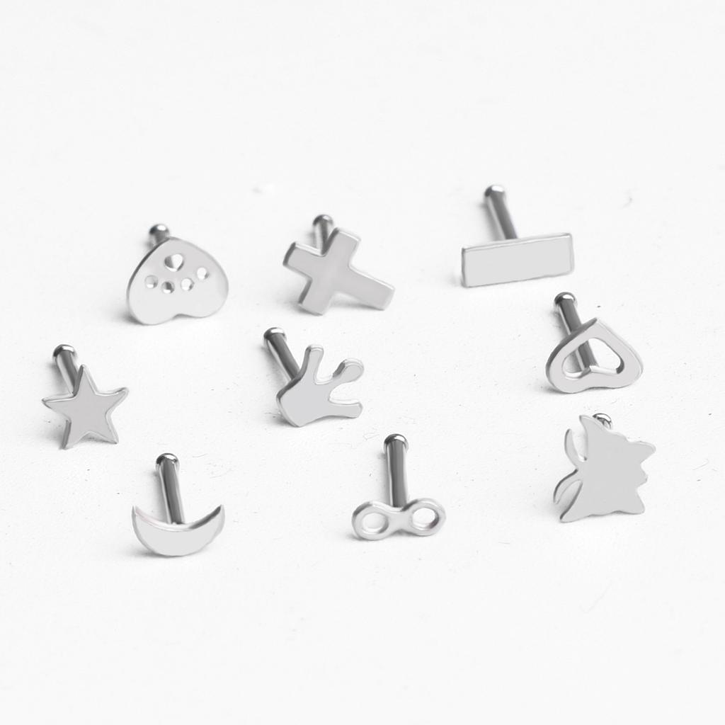 Набор Strust из нержавеющей стали, носовой гвоздь, не выцветающее крестообразное носовое кольцо, 9 шт./лот