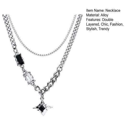 Ожерелье с подвеской в виде звезды, двухслойное ожерелье из кубического циркония, хип-хоп-украшения для мужчин и женщин, подарки на день рождения