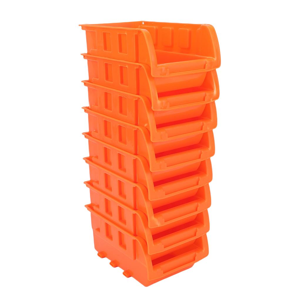8 Stackable Bins, 3 Tracks Wall Mounted Storage Bin for Screws, Nuts, , Nails, Organize Small Hardware Parts, Sturdy PP Garage Storage Bin, Orang