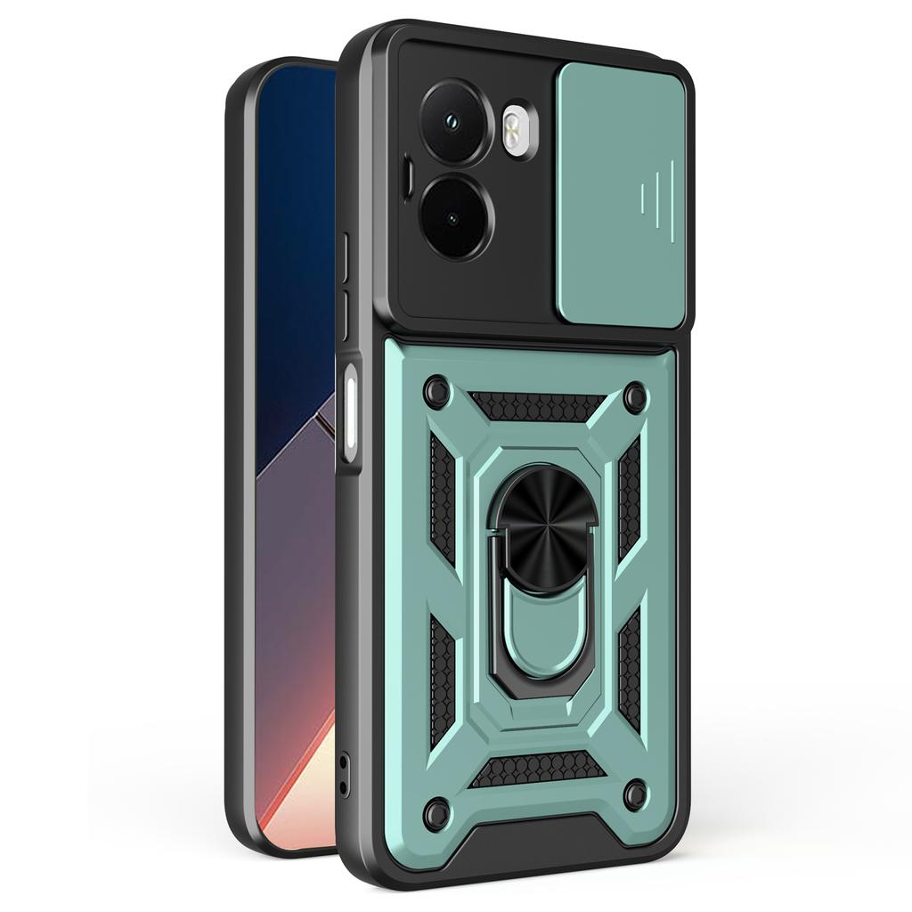 Для Xiaomi Poco M7 4G (169 мм) Чехол с выдвижной крышкой для камеры, PC+TPU, подставка, чехол для телефона