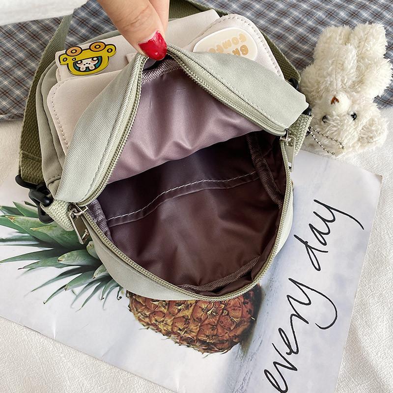Canvas Small Crossbody Bag For Women With Mobile Pocket And Color Blocking Design For Daily Use