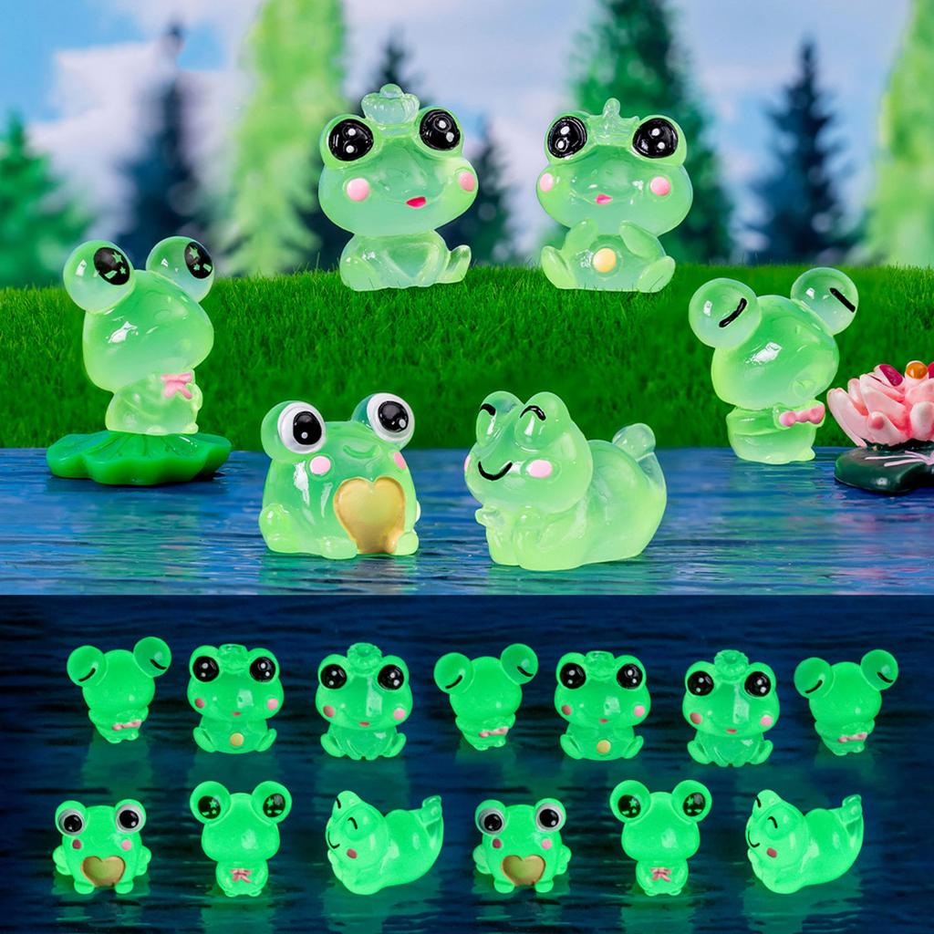 Pack of 6 Assorted Nightlight Animal Figurines Luminous Frog Shaped Mini Figurines Perfect Gift for Jewelry Collectors