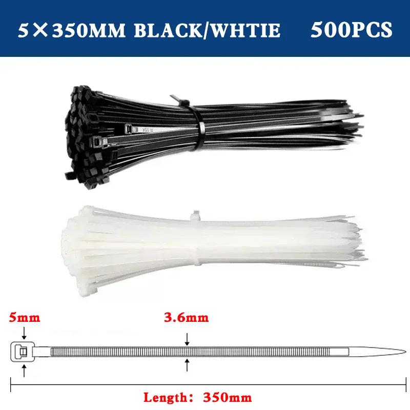 500Pcs/pack Self-locking Plastic Nylon Cable Tie Black 5*300mm Cable Tie Fastening Ring 8*300mm Large Cable Zip Wrap Strap Ties