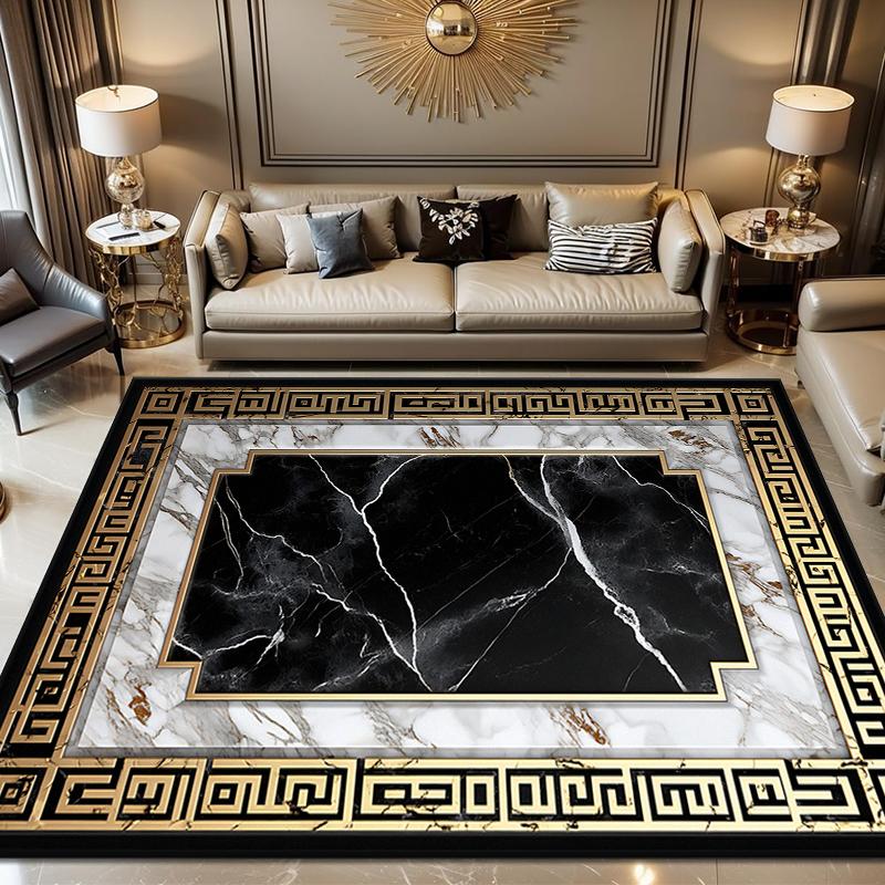 Black Gold Marble Carpet for Living Room Decorations Sofa Table Large Area Rugs Bedroom Home Luxury Floor Mat Anti-slip Doormat