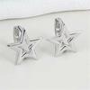 Silver Color Hollow Star Ear Buckle Personality Pentagram Earrings