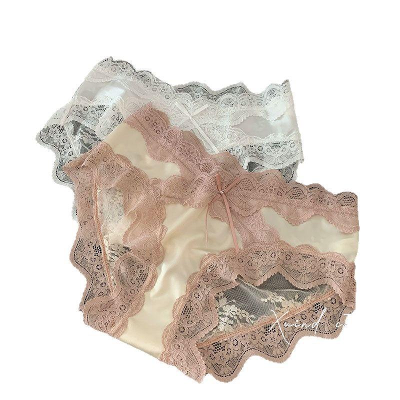 Женское новое сексуальное нижнее белье средней талии из чистого хлопка с кружевной кромкой, дышащее, не оставляющее следов, легкое, высококачественное нижнее белье