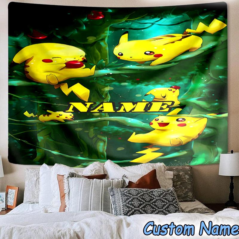 Custom Name Tapestry Pika Tapestry Room Decoration Wall Hanging for Living Room Bedroom, dormitory, Birthday and Christmas gifts