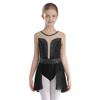 Kids Girls Ballet Lyrical Dance Figure Ice Skating Dress Hollow Back Mesh Gymnastics Leotard Dress