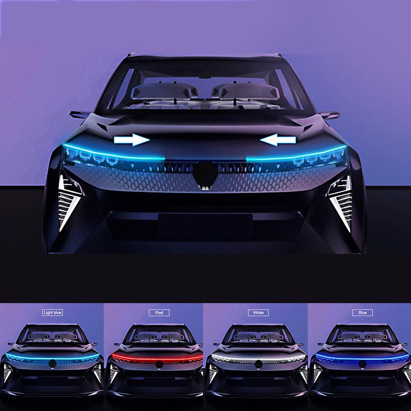 Последовательная светодиодная полоса для капота автомобиля 12В, полоса для фар, декоративная лампа атмосферы для автомобиля, ДХО, универсальный дневной ходовой огонь для авто