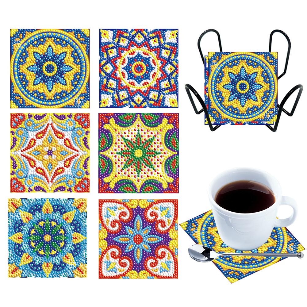 6 шт. Алмазная мозаика Подставки Свежая зелень Алмазная живопись Наборы подставок Мандала Деревянные для взрослых Детей Начинающих Подарочные принадлежности
