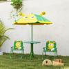 Garden Furniture Set for Children, Chairs, Table, Parasol, Bee Design, Green+Yellow