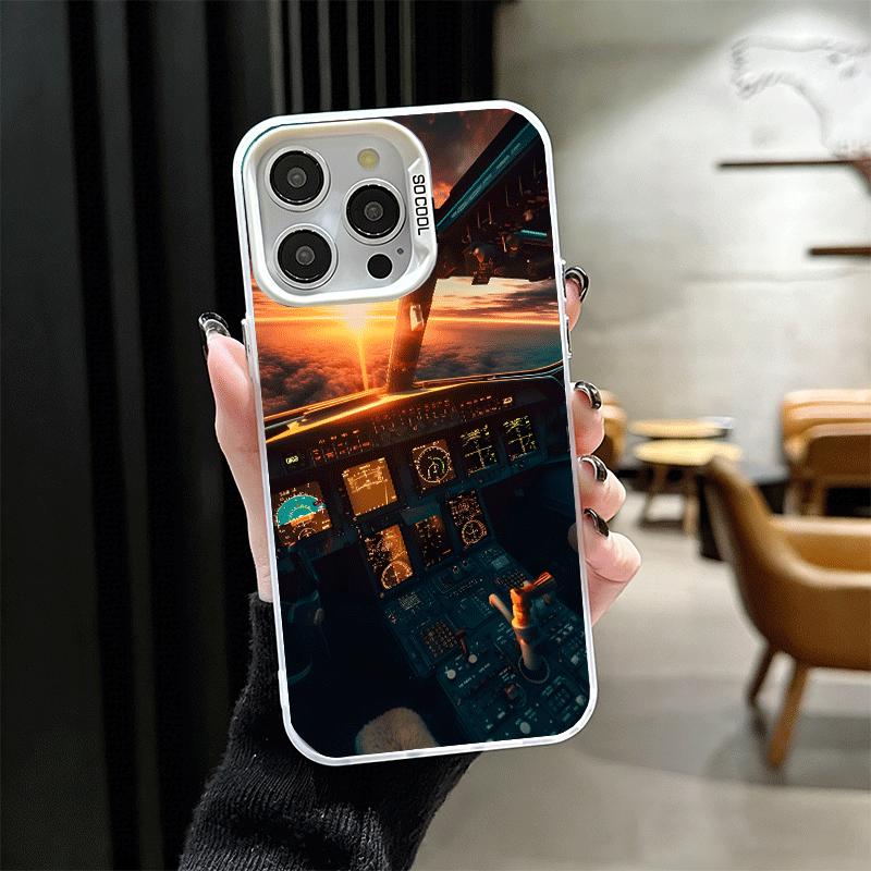 Aviation Aeroplane Pilot Cockpit Soft Phone Case for iPhone 15 16 17 Pro Max 17Air 16E 14 Plus 13 12 Mini Shockproof Cover Back