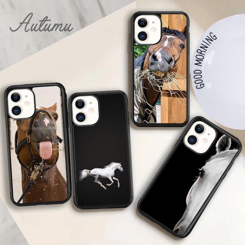 Черный силиконовый чехол для телефона Horse Animal для iPhone 11 12 13 14 Pro Max mini X XR XS SE 2020 6S 7 8 Plus Samsung S21 S22