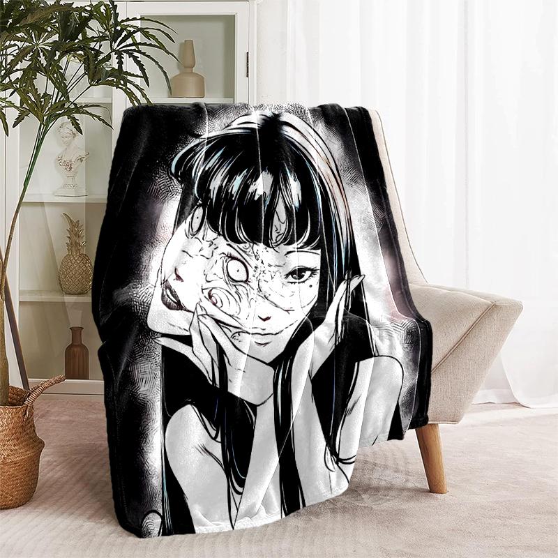 1pc Blanket Thriller Manga Junji Ito Tomie Print Design, Lightweight Blanket for Sofa, Bed- Soft &Warm, Gift for All Seasons like Christmas, Halloween