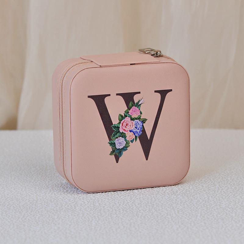 1PC Jewelry Boxes for Wedding Party Black Alphabet Personalized Pink Gift Box Jewellery Holder Jewelry Organizer Case
