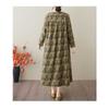 Spring and Summer New Vintage Cotton-Linen Round-neck Floral Pockets Long-Sleeved Dress for Women Loose Fit for Slimming - A-Line Skirt