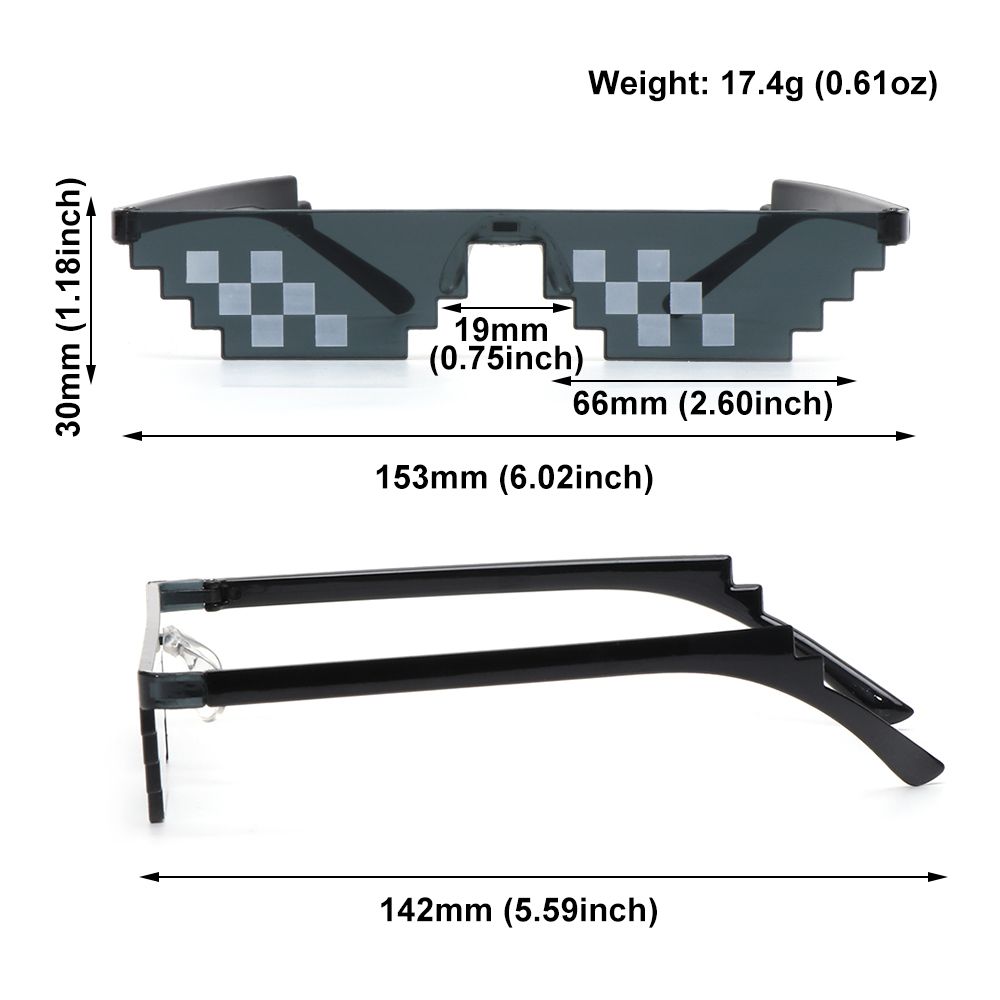 Pixel Mosaic Sunglasses Birthday/Party Cosplay Gamer Robot Sunglasses Fashion Retro Thug Life Sunglasses Women Favors Gift