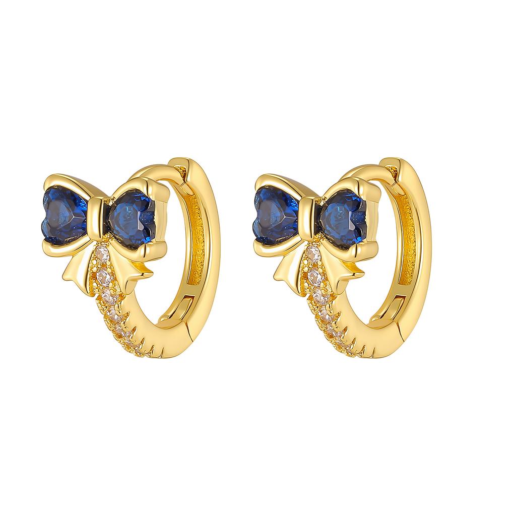 Vnox Gold Color Bow Zirconia Earrings For Women,Trendy Party Jewelry Colorful Crystal Ear Accessories Valentine's Day Gift