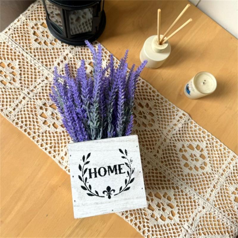 Букеты из искусственных цветов с деревянным кашпо Искусственное растение в вазе Для патио Свадебная настольная цветочная композиция