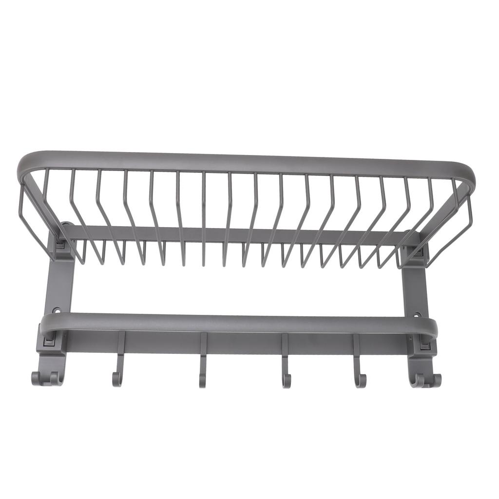 Foldable Towel Shelf with Towel Bars Hooks Punch Free Rust Resistant Space Aluminum Bathroom Towel