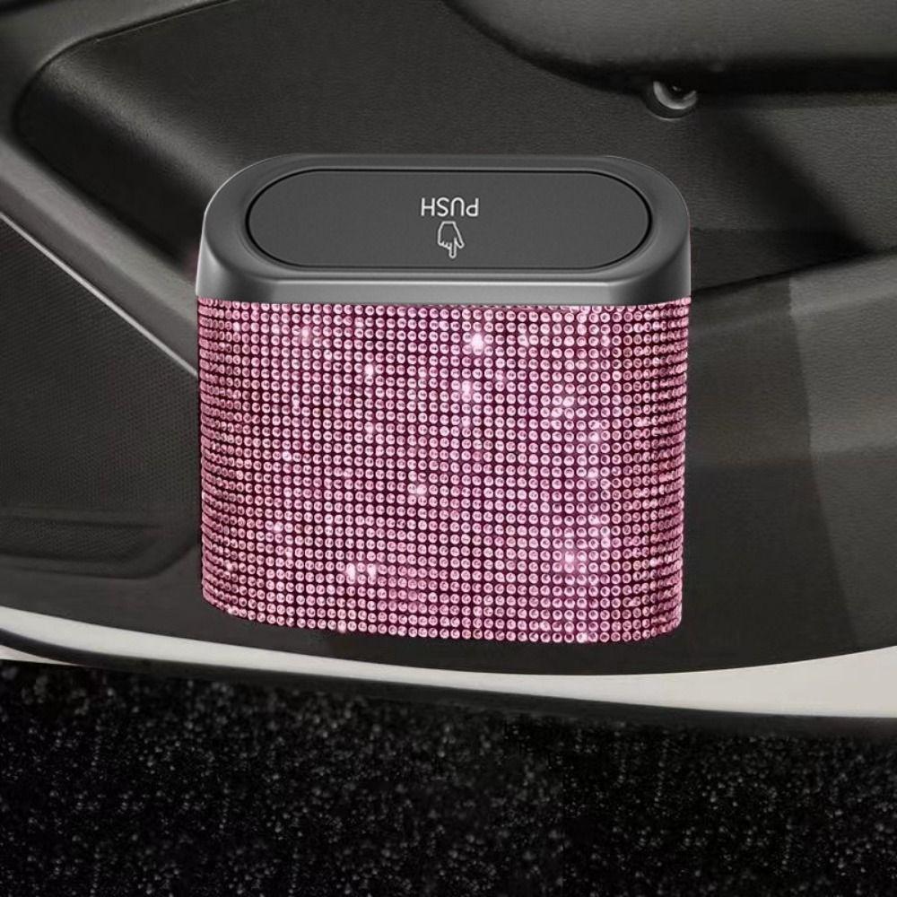 Bling Rhinestones Auto Unbrella Storage Box Removable Vehicle Hanging Dust Case  Seat Back