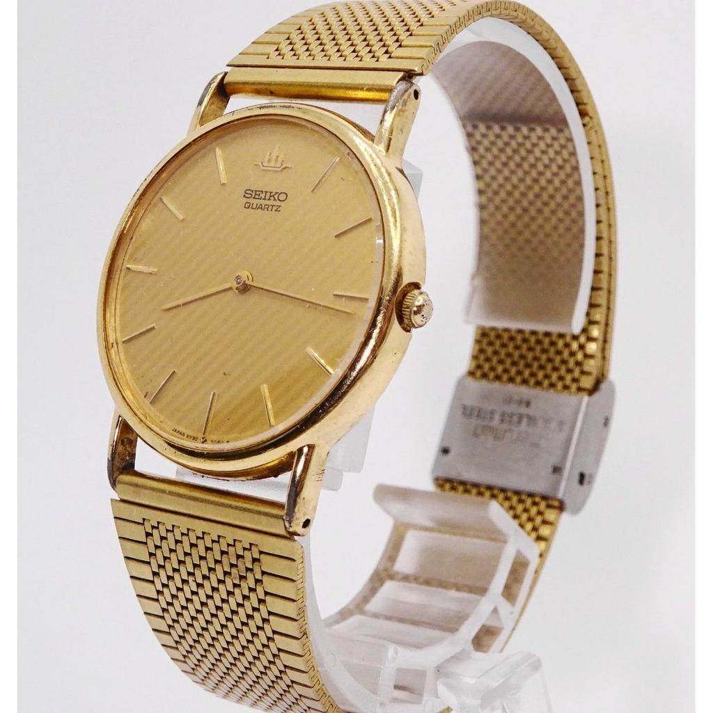 Used Made in 1987 Operating SEIKO 5Y30-7000 Watch Y514 Vintage Gold Dial Dress Watch Seiko Gold