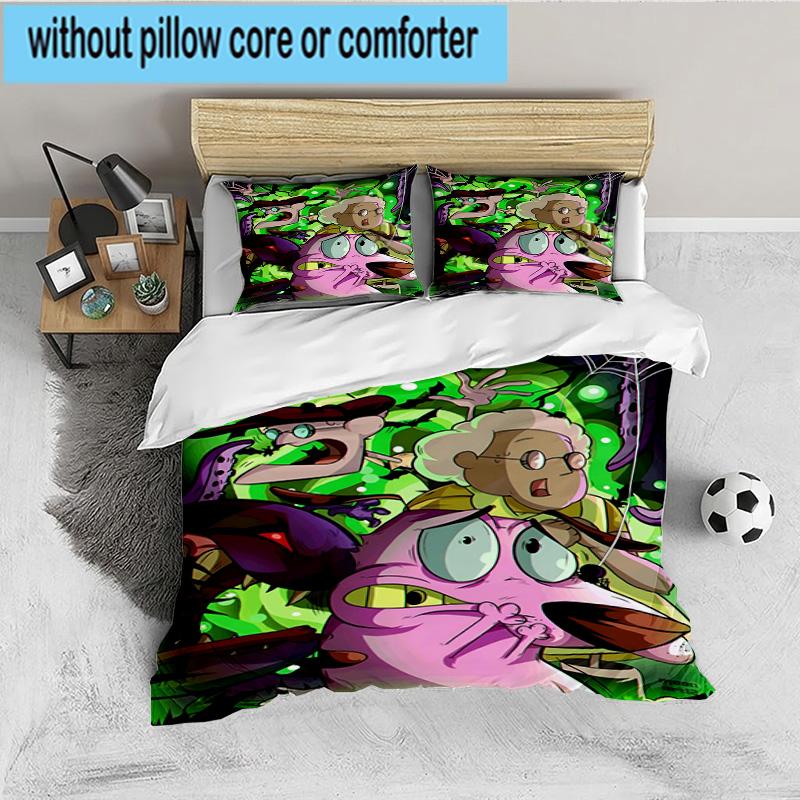 Courage dog Moonlit Adventure 3PCS Bedding set,Ideal for 1pc Duvet Cover And 2pcs Pillowcases Perfect for Fan gift,Ideal for Bedroom, Dormitory