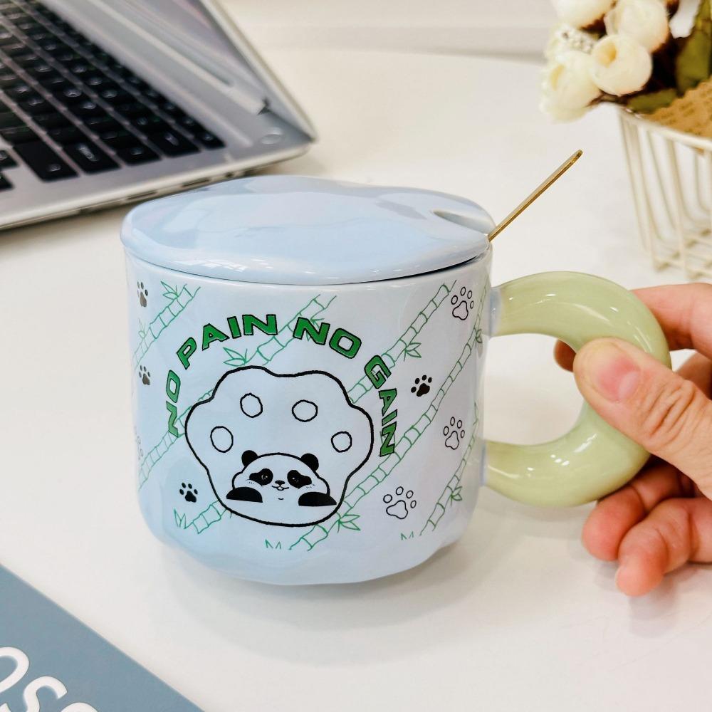 Couple with Cover Spoon Mug Cute Kitten Cartoon Large Capacity Set Souvenir Ceramic Cup Office Cup