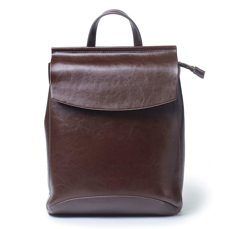Leather women's bag backpack European and American retro cowhide women's bag multi-functional backpack