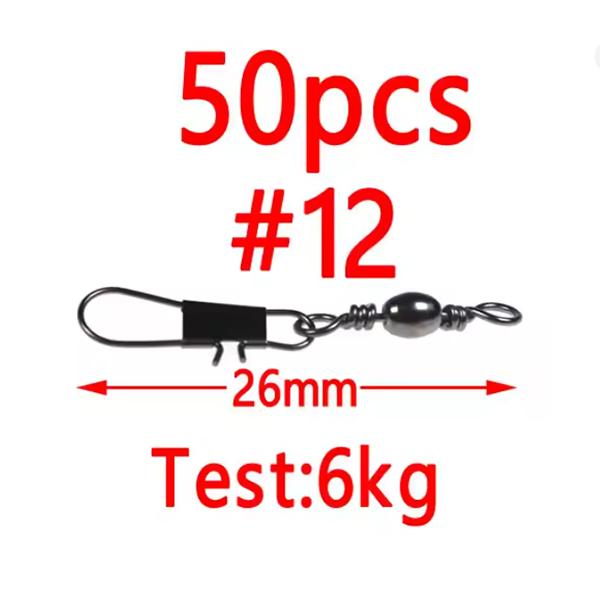 50/20/10pcs 17 Sizes Alloy Copper Barrel Crane Swivel with Solid Ring Interlock Snap Saltwater Fising Rigs Connector Accessories