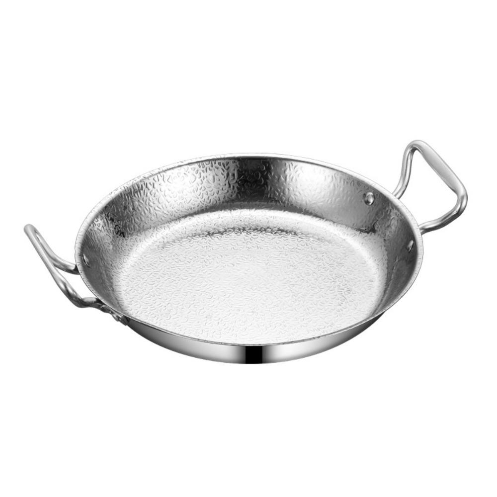 Stainless Steel Hammer Grain Seafood Paella Pan Flat Bottom Stock Pot Noodle Pot Restaurant