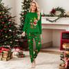 Рождественский комплект одежды для отдыха в стиле Family Look, с принтом, с длинным рукавом и брюки, рукава реглан, прямые штанины