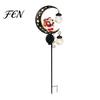 Holiday Path Stake Lights Santa Garden Light, Solar Powered Crescent Moon Lamp, Double Exterior Seasonal Decorations Glass Globes, Christmas